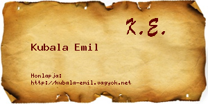 Kubala Emil névjegykártya